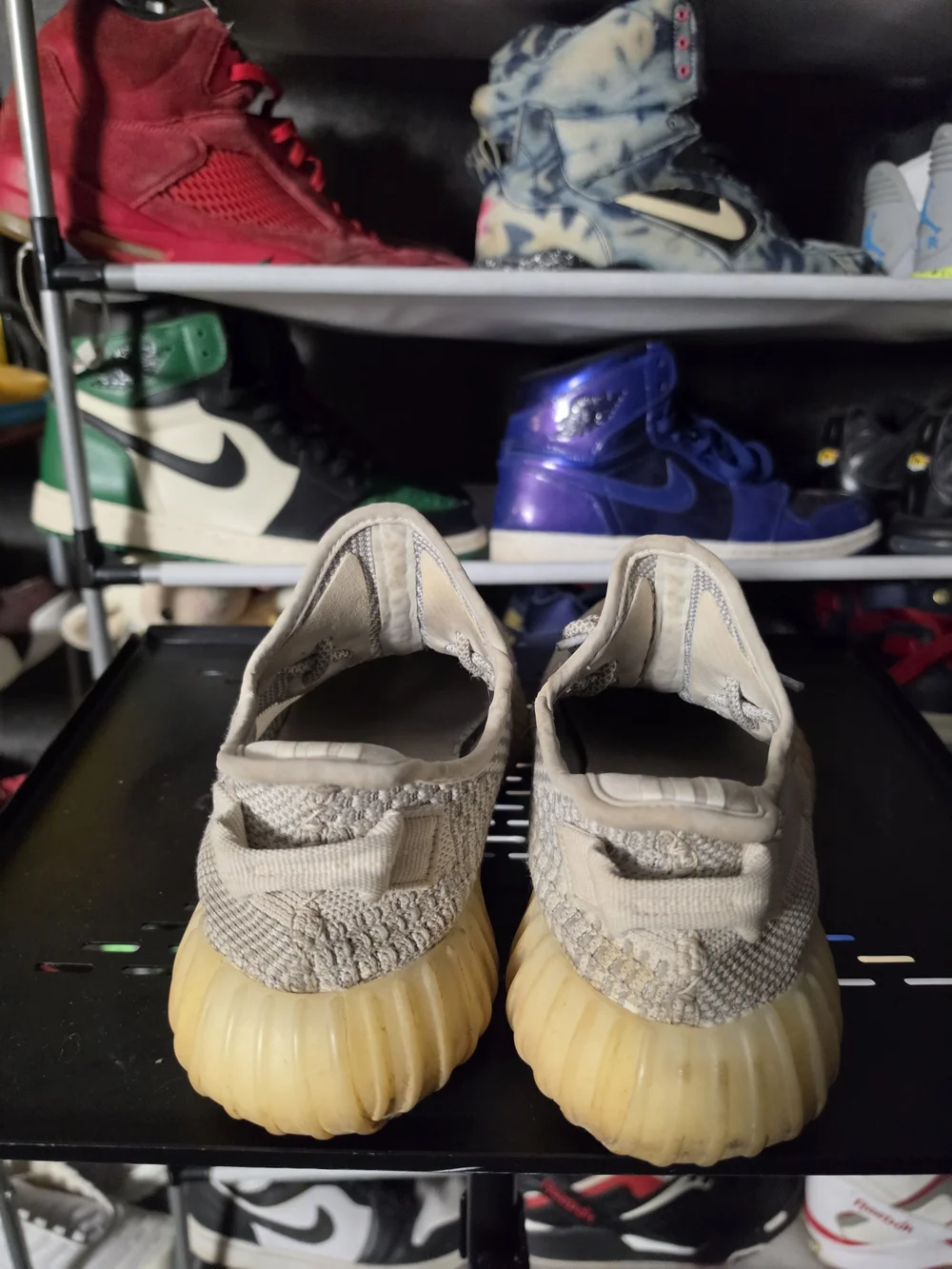 🔥 adidas Yeezy Boozt 350 Men Size 8  Beige Knit Athletic Sneakers with Gum Sole